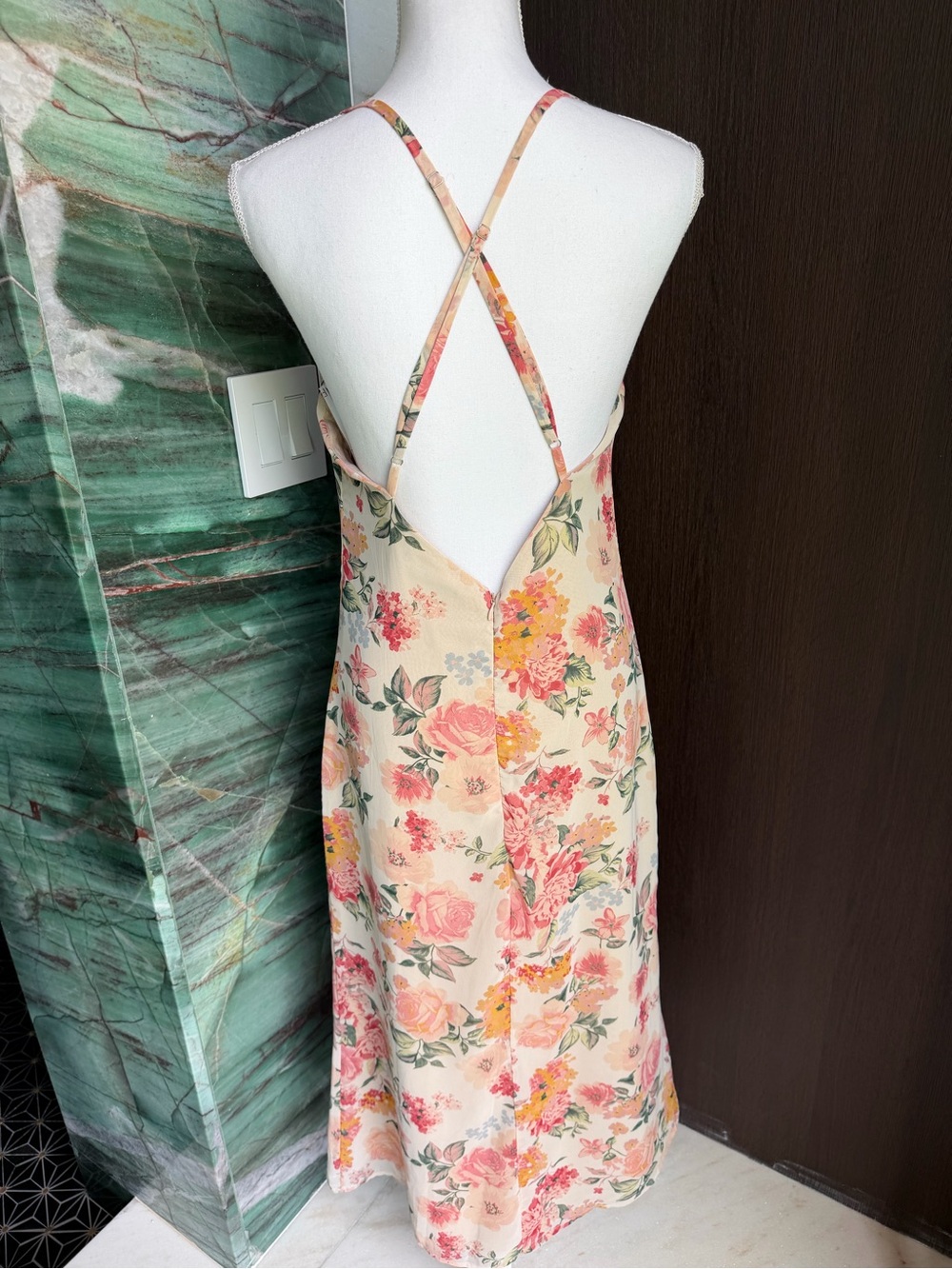 Lulu's Blush Floral Cowl Midi Dress - Picture 7 of 11